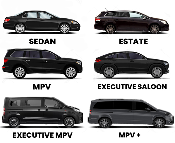 Fleet of private hire taxis for London airport transfers and meet and greet service